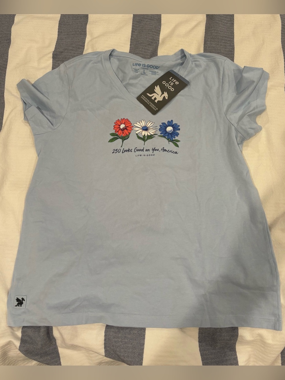 NWT Life Is Good Fourth of July V-Neck Tee
